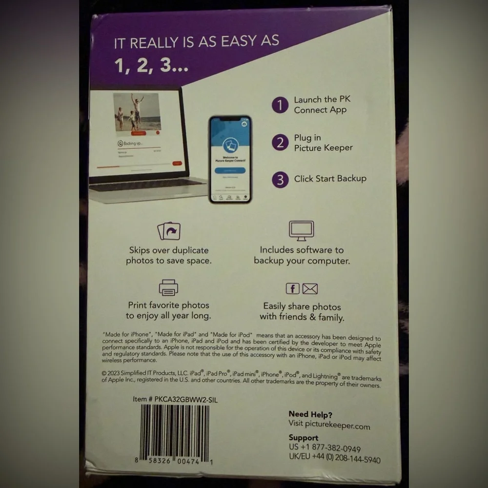 Picture Keeper Connect 32GB Backup Drive For iPhone, iPad, Android, Mac & PC NEW